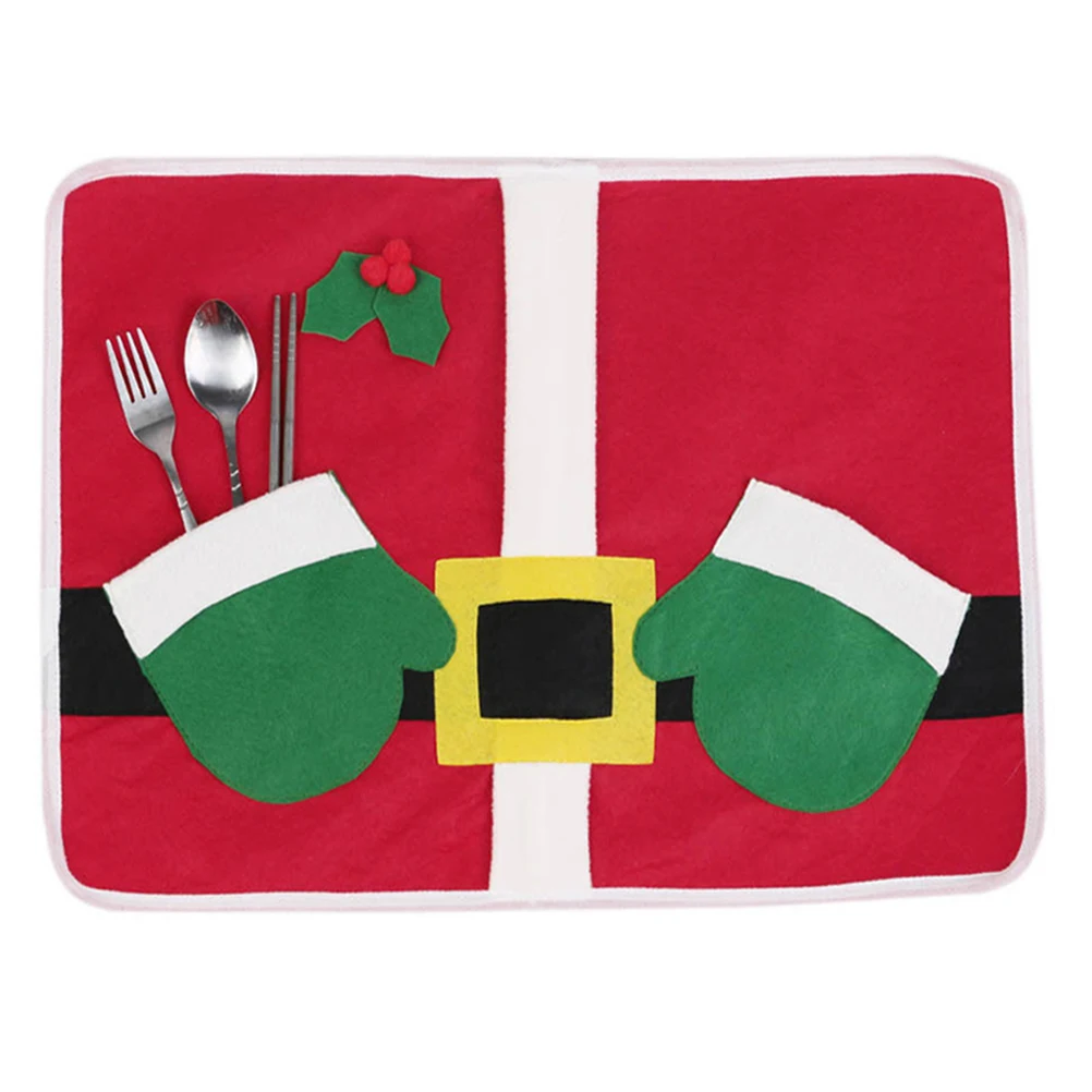 

Christmas Tablecloth Red Creative Tableware Pad Mat Placemat for Dinner Room Party Santa Clause Design Long Lasting Use