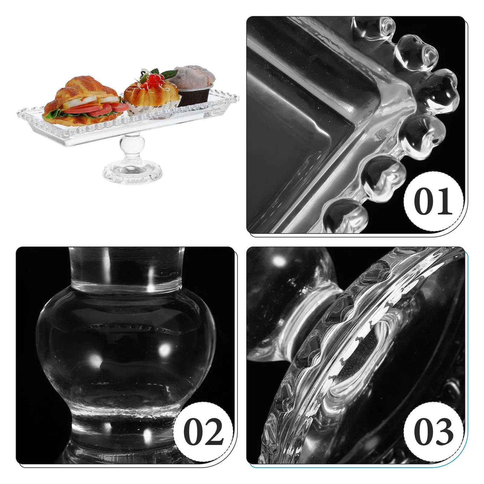 

Fresh Decorative Tray Candy Platter Crystal Glass Square Serving Decoration Dry Fruit Plates