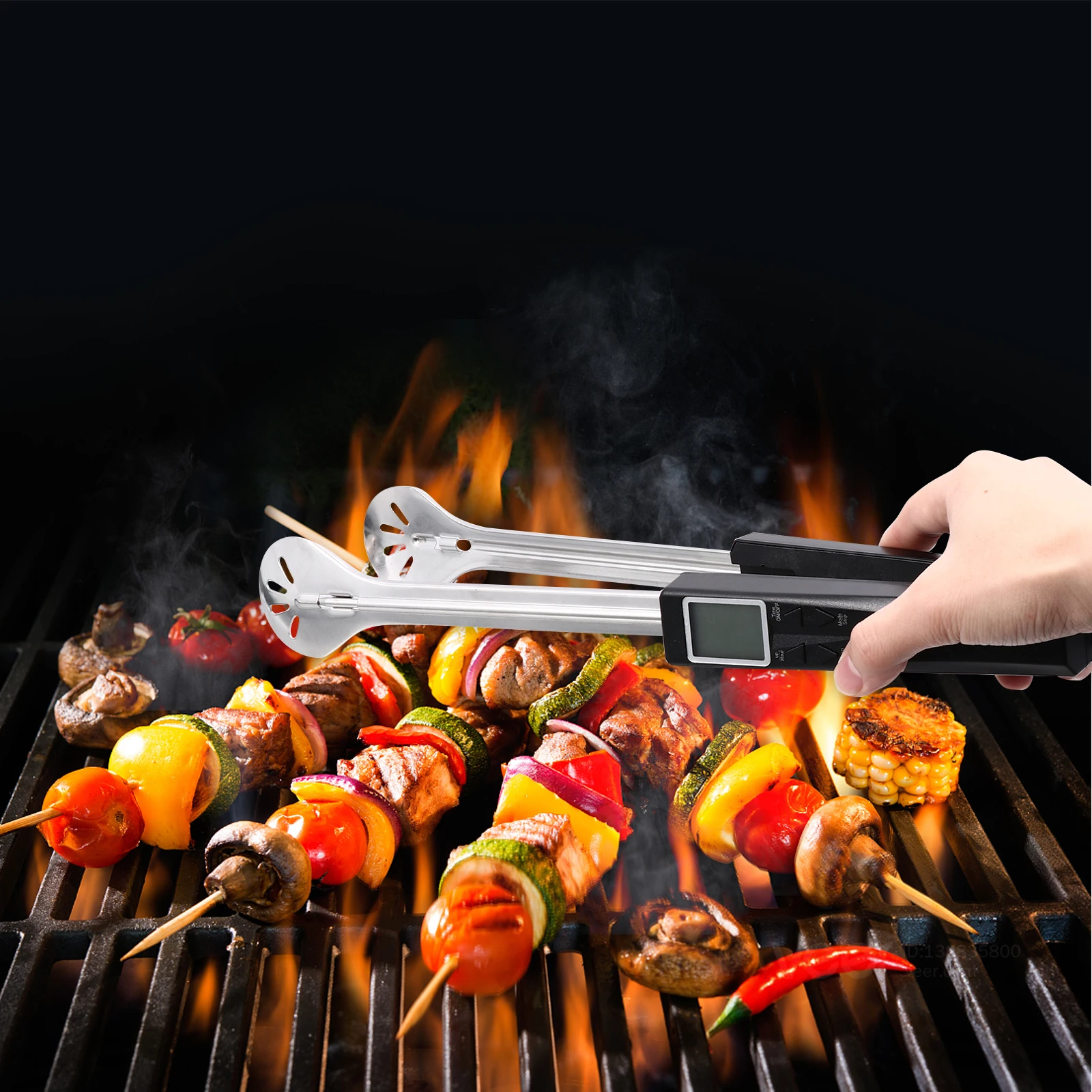 

1 set 1 Set Meat Thermometer Bbq Tool Food Tong Measuring Probe Kitchen Baking Grilling Tool Multi-Function Clamp Steak Barbecue