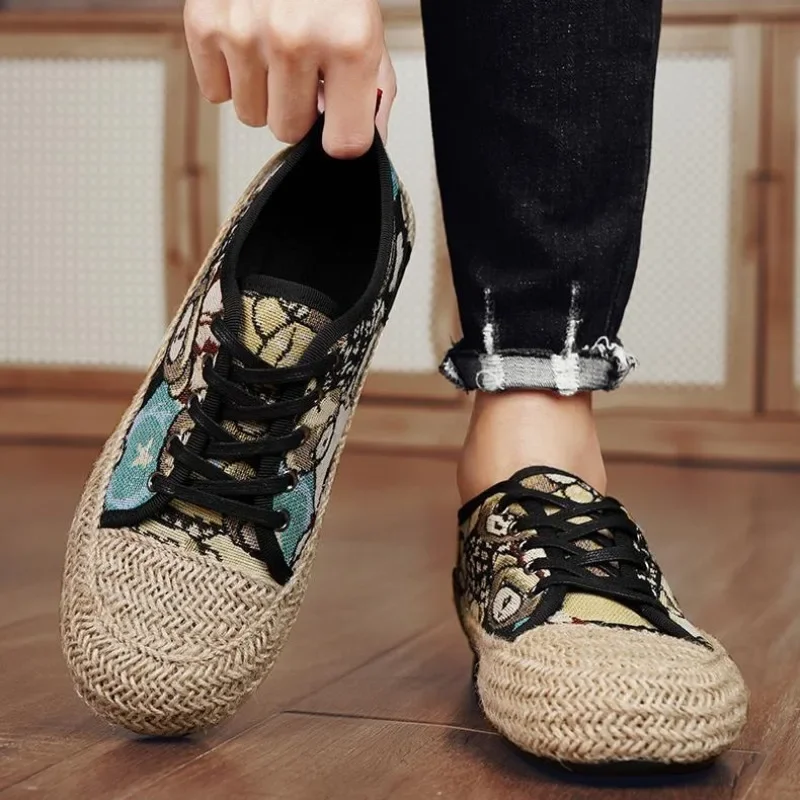 Espadrilles Man Shoe Fashion 2024 Flat Sneakers Breathable Size 45 Elegant Casual Shoes For Men Korean Style Offer Footwear 44