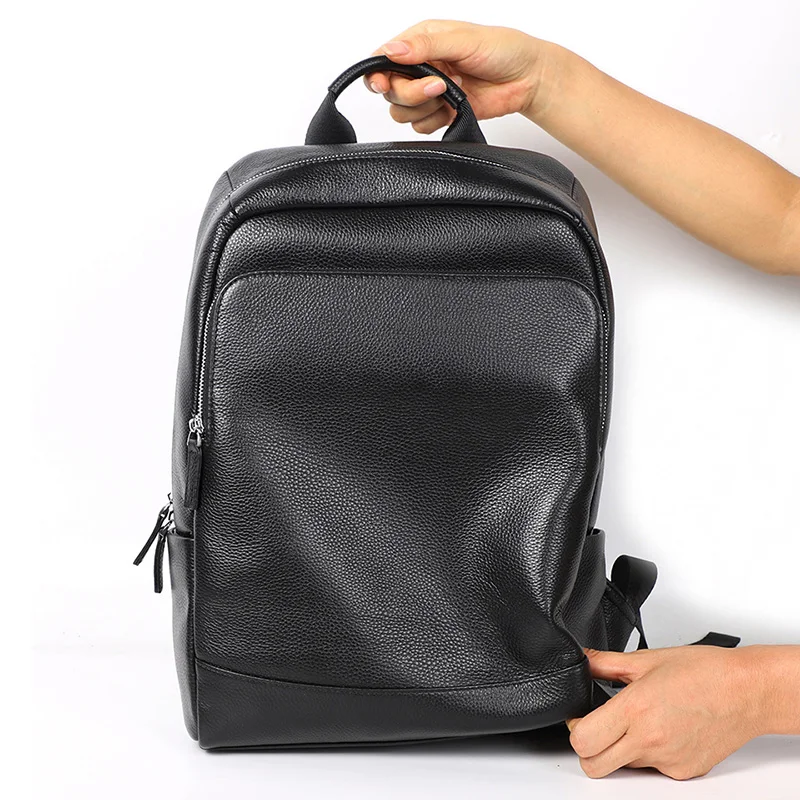 NZPJ Leder Herren Rucksack Natürliches Rindsleder Rucksack Mode Reisetasche Koreanische Version Schultasche Computertasche Für 15-Zoll-Laptop – Detail 7