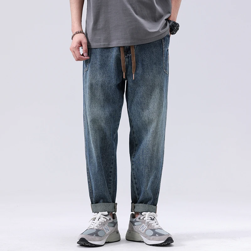 

Summer Premium American Vintage Casual Washed Tapered Washed Denim Jeans - Designer Heritage Styling Straight Pants High Quality