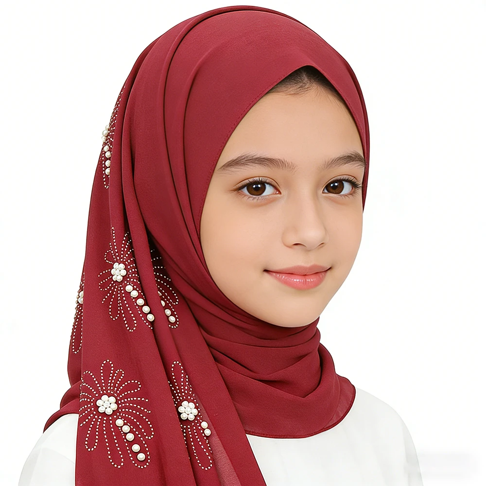 

Шифоновый платок с жемчужными стразами и эффектом фейерверка, 25 цветов, на все сезоны, комфортный в носке, не жаркий, 70x170 см, универсальный хиджаб