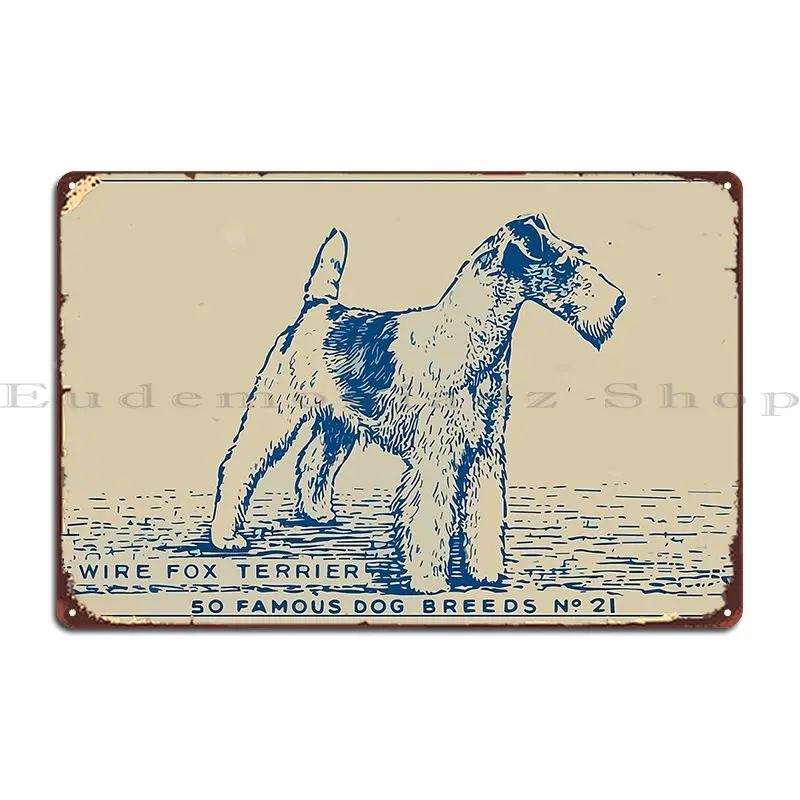 Cartel de Metal con diseño de zorro de alambre Terrier, cartel Vintage de perro, cartel de hojalata, diseño de Club en casa