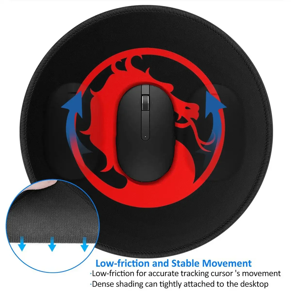 Mortal Kombat - Red Dragon Round Mouse Pad Computer Keyboard Mouse Mat Gaming Laptop Desk Mat Office Accessories Table Mats view 3
