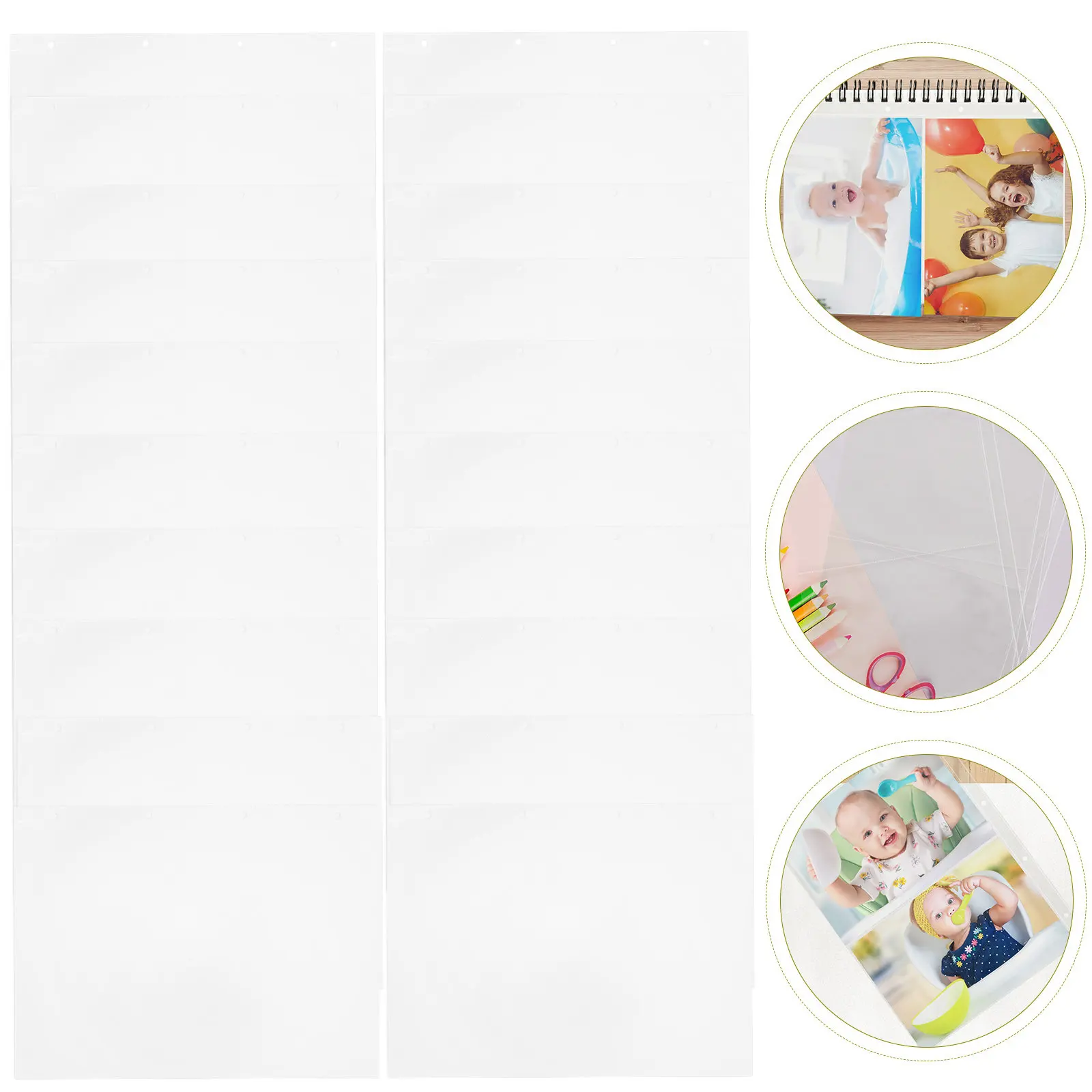 

20Pcs Transparent Photo Album Pages Premium Plastic Loose-Leaf Replacement Pages for 4-Ring Binder Photo Album Supplies