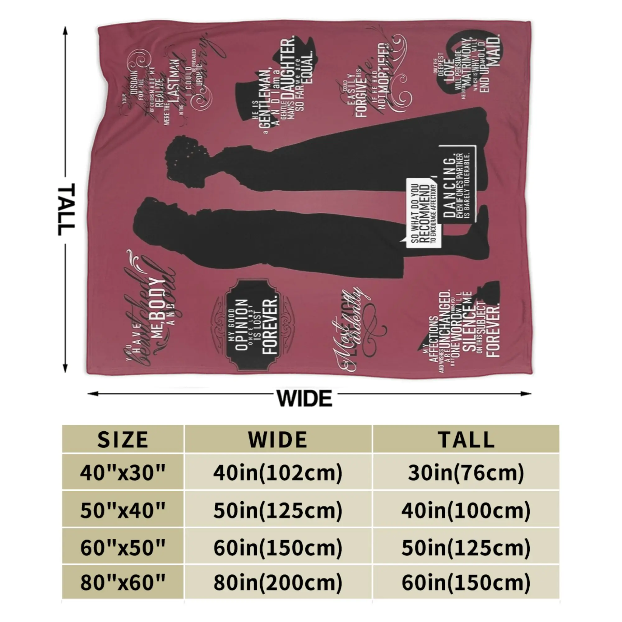 الكبرياء والتحامل ليزي و دارسي يقتبس الصوف رمي البطانيات للسرير بطانية محبوكة السفر سوبر لينة متعددة الوظائف