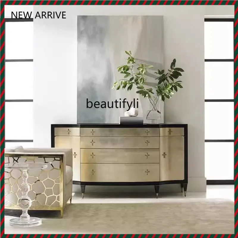 

New arrive American light luxury entrance cabinet Neoclassical solid wood chest cabinet Post-modern bedroom decoration cabinet