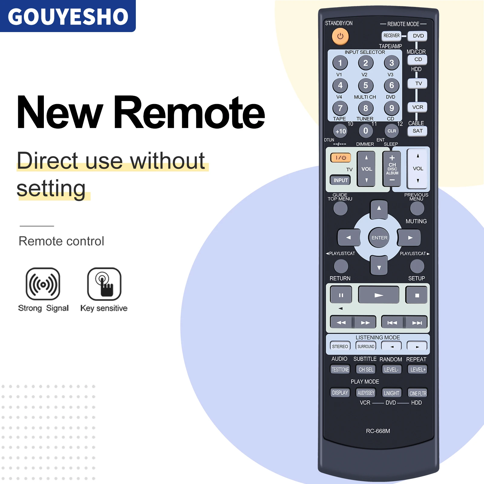 New RC-668M for Onkyo AV Receiver Remote Control TX-8522 RC-664S TX-SR605B HT-CP807 HT-R640 TX-SR574S TX-SR8450 5.1 7.1 Channel