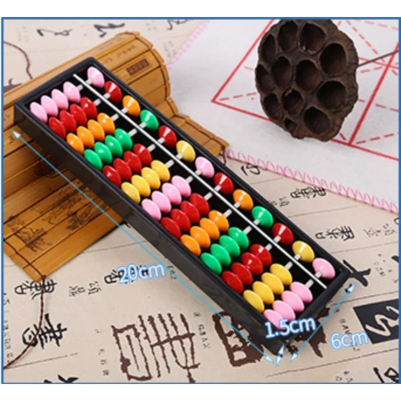 Tragbare chinesische 13 Ziffern Spalte 5 Perlen farbige Abacus Arithmetik Soroban Berechnen Zählen Mathematik Lernwerkzeug für Kinder