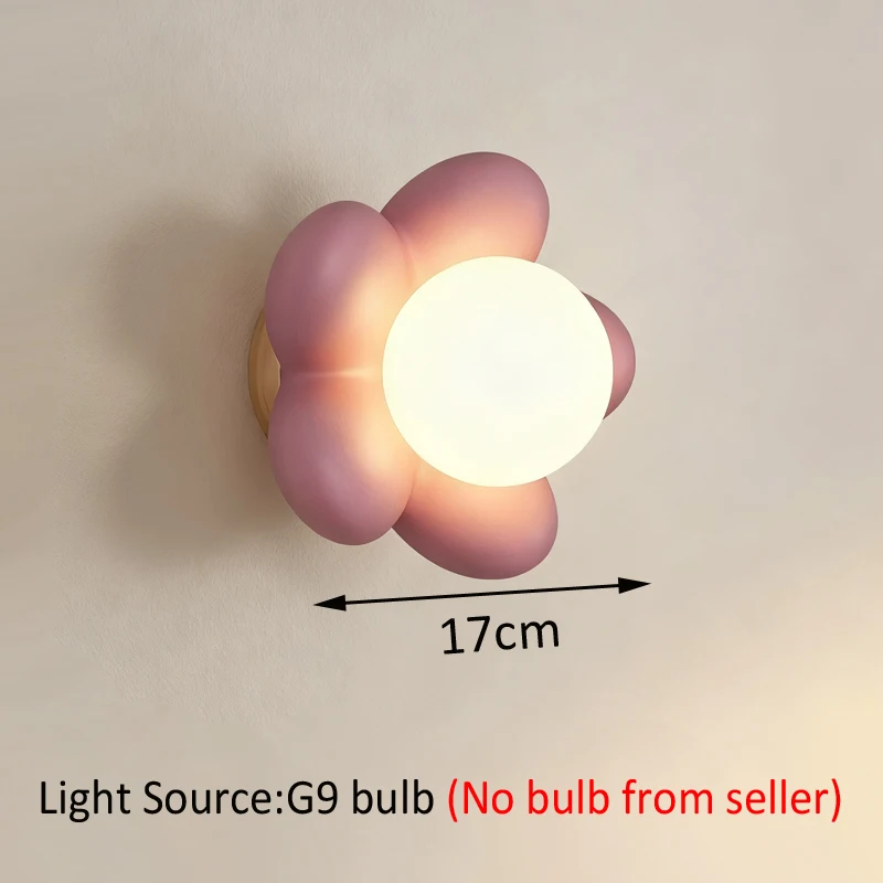 Flower Wall Light Cream Style  Bedroom Bedside Lamp Modern Simple Kids Room Light Background Wall Decorative Light
