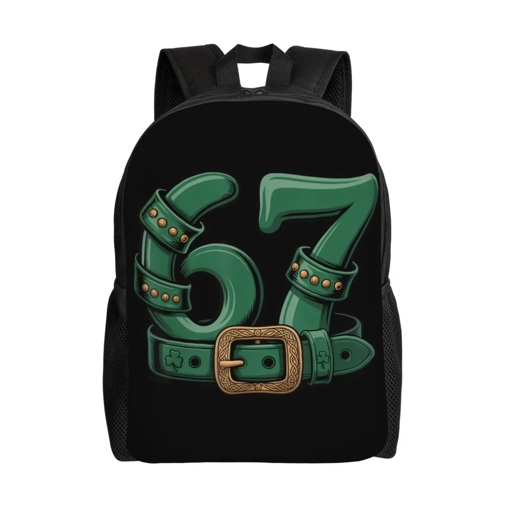 Cute St Patrick's Day 67 Leprechaun Belt 67 Meme Backpack Men  Durable Backpacks High School Bags Daily High Quality Rucksack