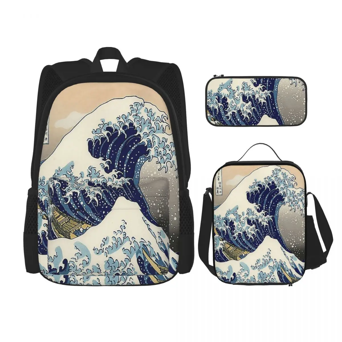 

Great Wave Backpacks Boys Girls Bookbag Students School Bags Cartoon Kids Rucksack Lunch Bag Pen Bag Three-Piece Set