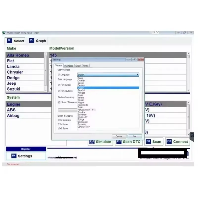 Multiecuscan V4.8 مسجلة + منشط غير محدود لماسح الضوء الماسح الضوئي المتعدد للعامل مع أداة تشخيص ELM327 obdii