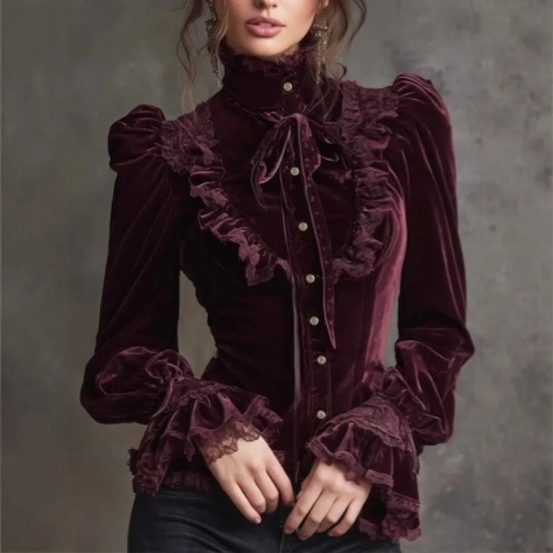 Gothic Loose Dress Velvet Vintage Langarmshirt