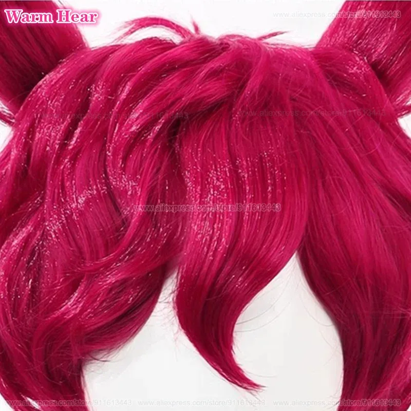 Zizi 2025 Spiel LOL Heartsteel Sett Synthetische Unisex Rose Rot Lockige Mit Ohren Cosplay Anime Perücke Hitzebeständige Haar Perücken + Fr