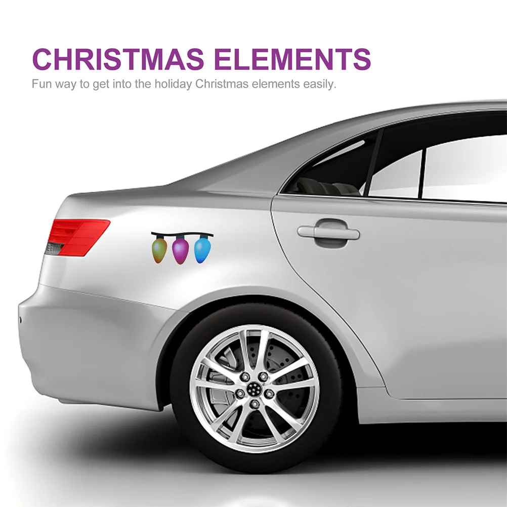 

2Sets Christmas Car Decoration Magnetic Sticker Reflective Light Bulb Design for Auto Refrigerator Kitchen Holiday Decor