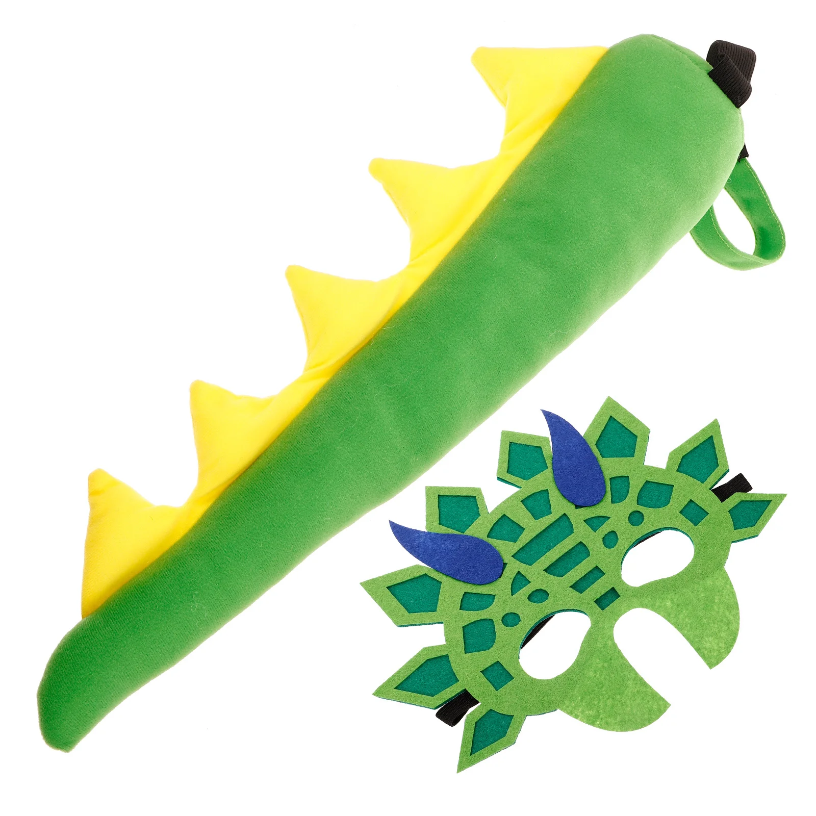 مجموعة واحدة من قناع الديناصور والذيل للأطفال، إكسسوارات أزياء تنكرية لامعة ومضحكة على شكل ديناصور لحفلة عيد الهالوين #5