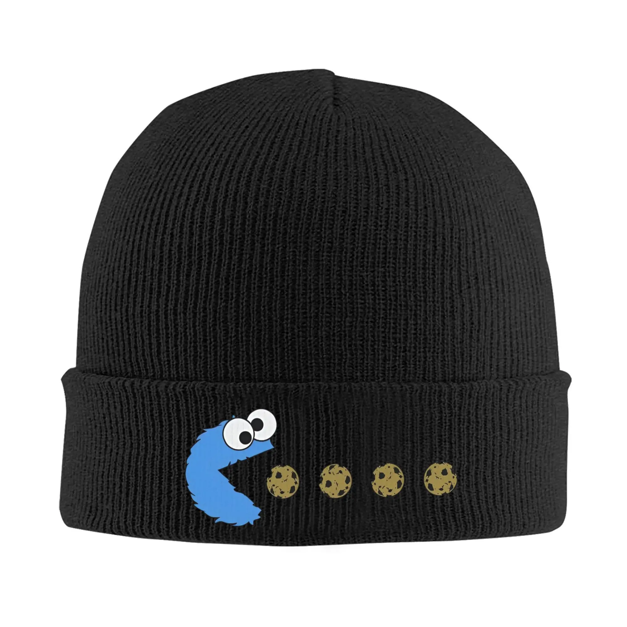 Topi rajut Sesame Street Cookie Monster topi kartun longgar musim gugur musim dingin Skullcap akrilik Kasual Pria Wanita