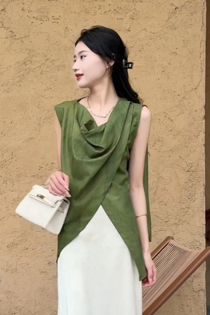 

French Irregular Sleeveless Shirt Summer 2025 New Loose Slim Top