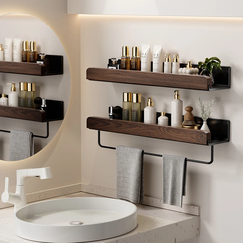 Holz Aluminium Material Badezimmer Regal Organizer Eckregal Shampoo Lagerregal Dusche Wandregal Badezimmer Organizer Zubehör