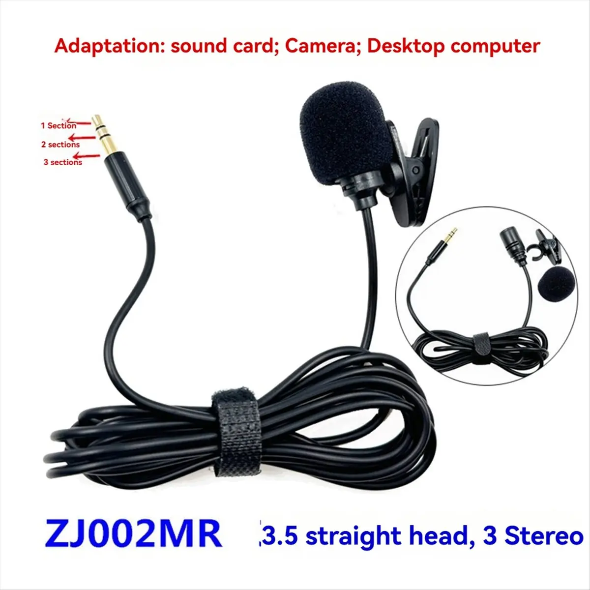Fits for Lavalier Microphone Mic Stereo Audio Mini Wired Mic 3.5mm Plug for Sound Card Camera PC Desktop Computer 1.5 Meter