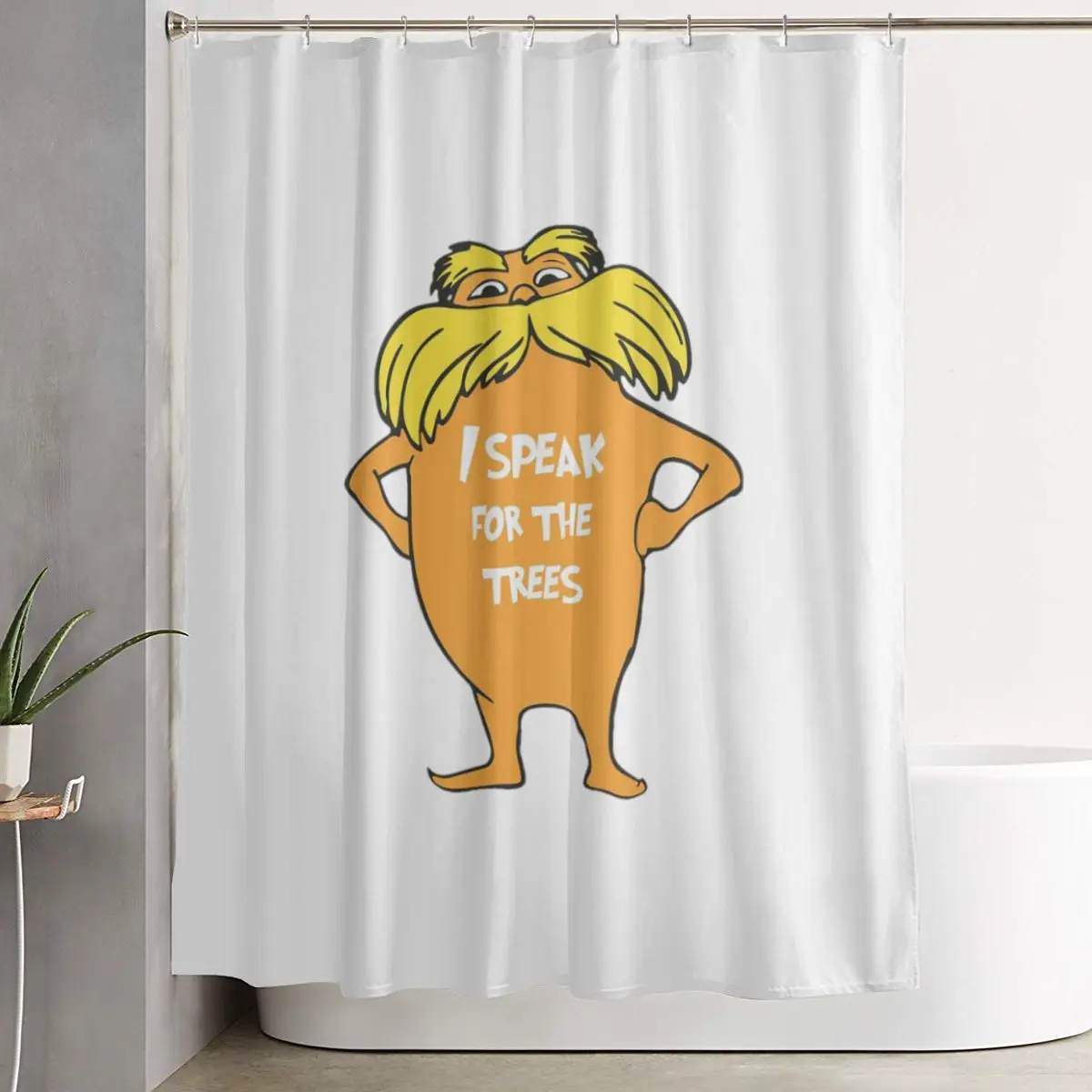 

Занавеска для душа Lorax I Speak For The Trees So Cute, полиэстеровая, водонепроницаемая, с крючками