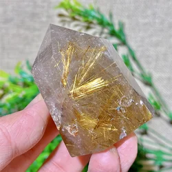 Gold Hair Rutile Tower Point Wand Natural Crystal Smokey Gemstones Quality Healing Reiki Energy Minerals Beauty Home Decoration