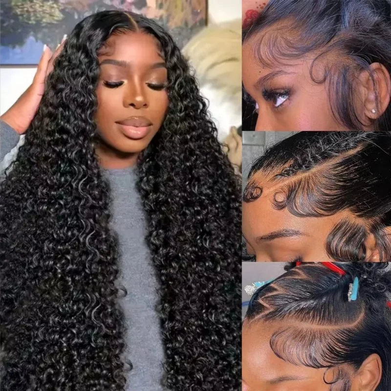 13x6 Вьющиеся парики с глубокими волнами, человеческие волосы, 40 дюймов, HD, фронтальные кружева, 100% настоящие человеческие волосы, парики для женщин, плотность 220, бразильский парик