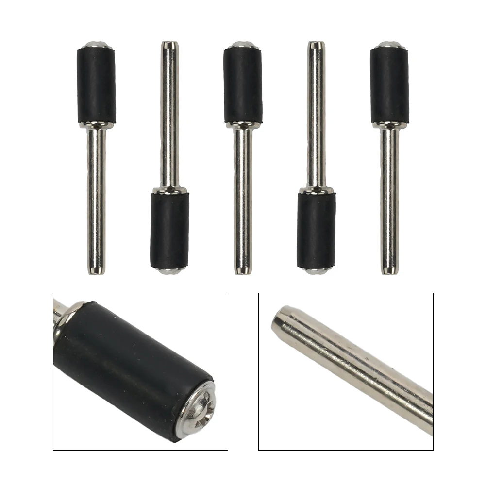 5Pcs Sanding Mandrels Groove Hard Woods Rotary Tools Shank Mandrels Silver 0.39inch 12.7mm 6.35mm Abrasive Tools Black