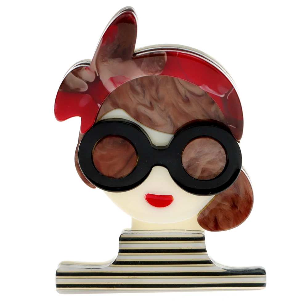 CINDY XIANG acrílico lindo desgaste arco diadema chica broches para mujeres pelo marrón figura diseño accesorios alta calidad