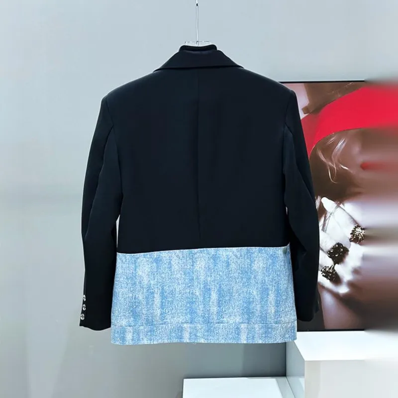 WVGA Spring Autumn New Men's Tide High Street Hot Diamond Design Trendy Blazer Niche Chic Handsome Casual Splicing Jacket W10349