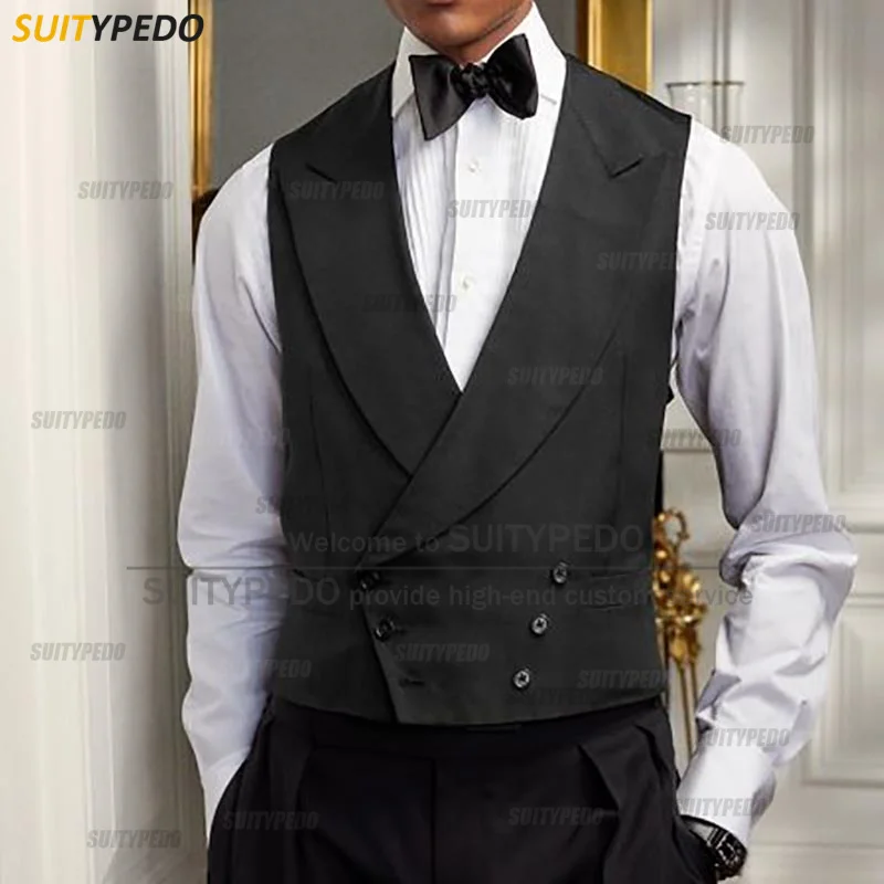 

2022 Vintage Dark Gray Wedding Men's Suit Vest Sleeveless Jacket Tailor-made Slim fit Groomsman Groom Double Breasted Waistcoat