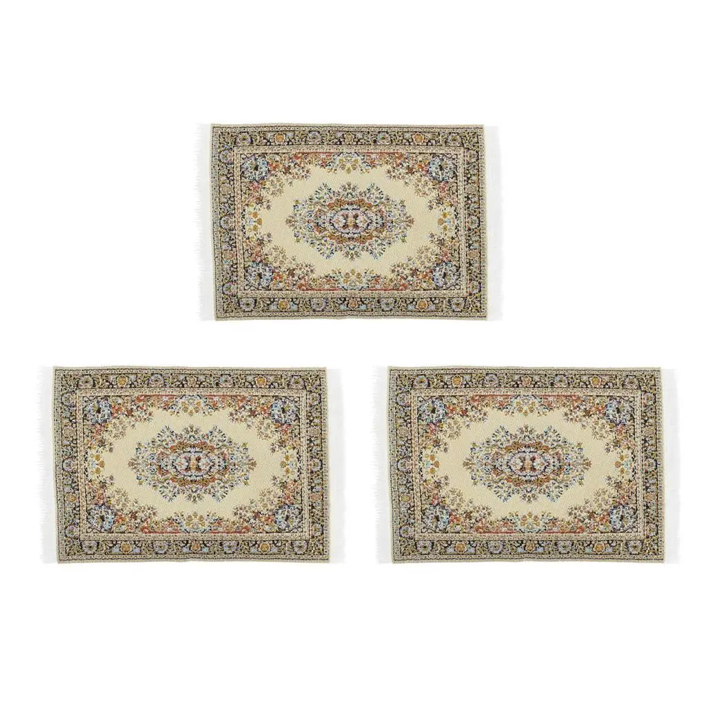 3 pcs 1:12 Style Flooring Rug Carpet Mat Dollhouse Furniture