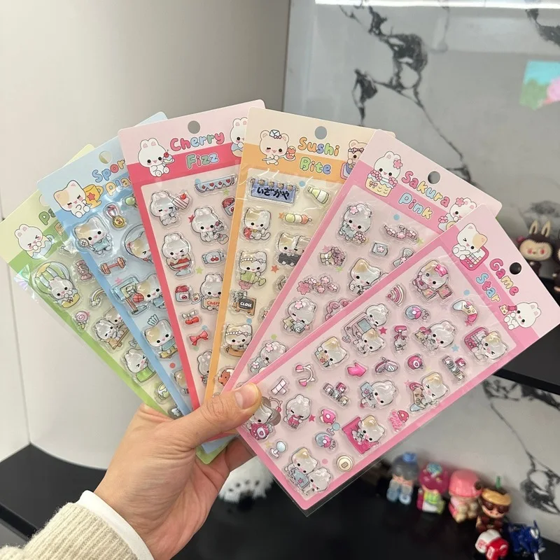 

Новые 3D-наклейки из эпоксидной смолы с рельефным изображением мультяшных кроликов и кошек в стиле сакуры, розовые, для детей, для украшения чехлов для телефонов и блокнотов, дизайн 2026 года