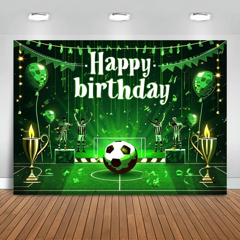 Boy Birthday Football Field Sports Poster Baby Party Decoration Banner Football Background Soccer Trophy Photo Exhibition Backgr