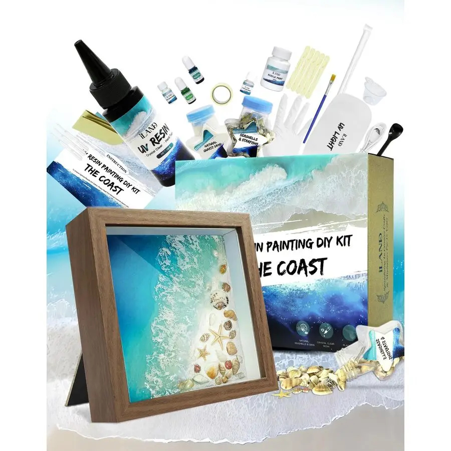 

Crafts for Adults Resin Art Kit DIY Beach Ocean Themed Crafting Adult Girls Night Craft Making Set Date Night Painting Kit for C