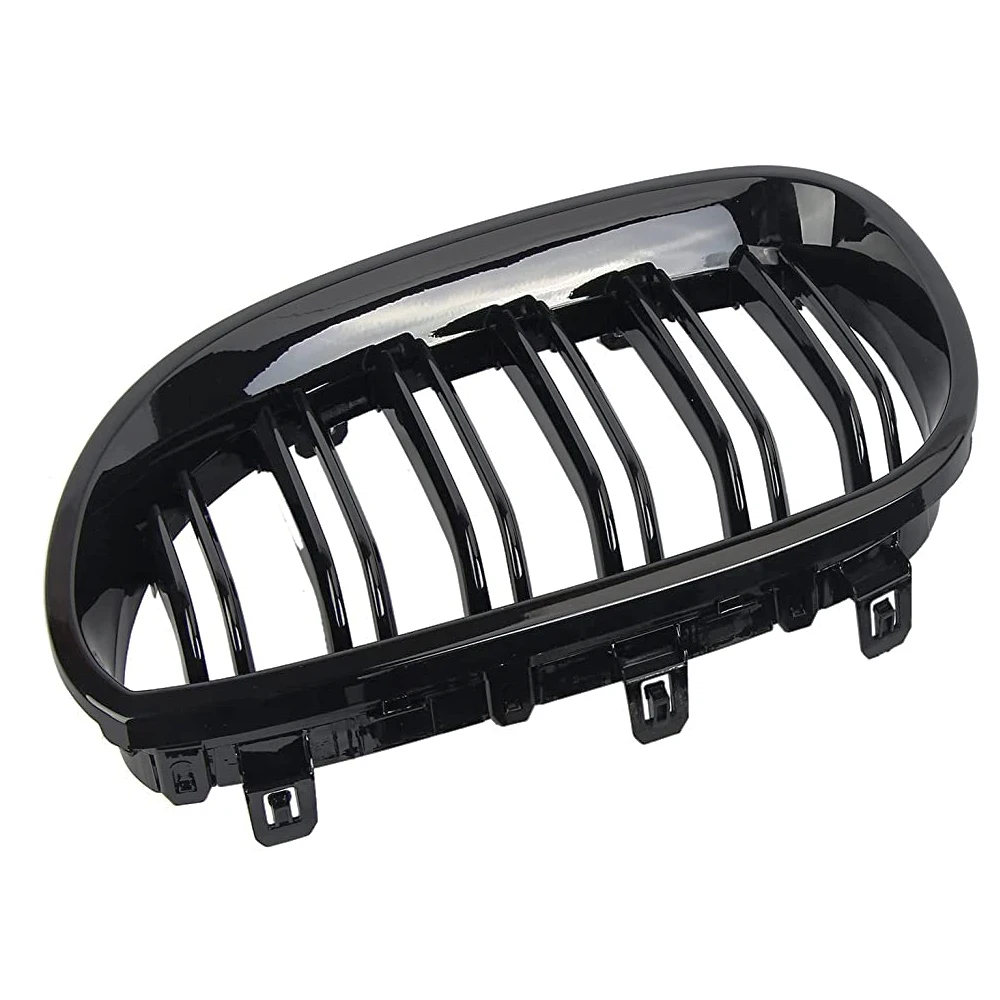 Glanz Schwarz Doppel Lamellen Front Stoßstange Niere Grill für 5 Serie M5 E60 E61 525i 528i 530i 535i 540i 545i 550i 2004-2009