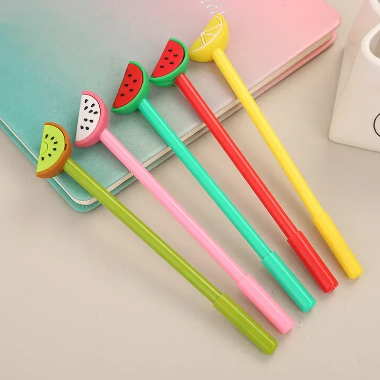 50pcs Cute Simulation Fruit Gel Pen Creative Stationery Student Water-based Pen Cartoon Small Fresh Signature Pen Gel Pens B