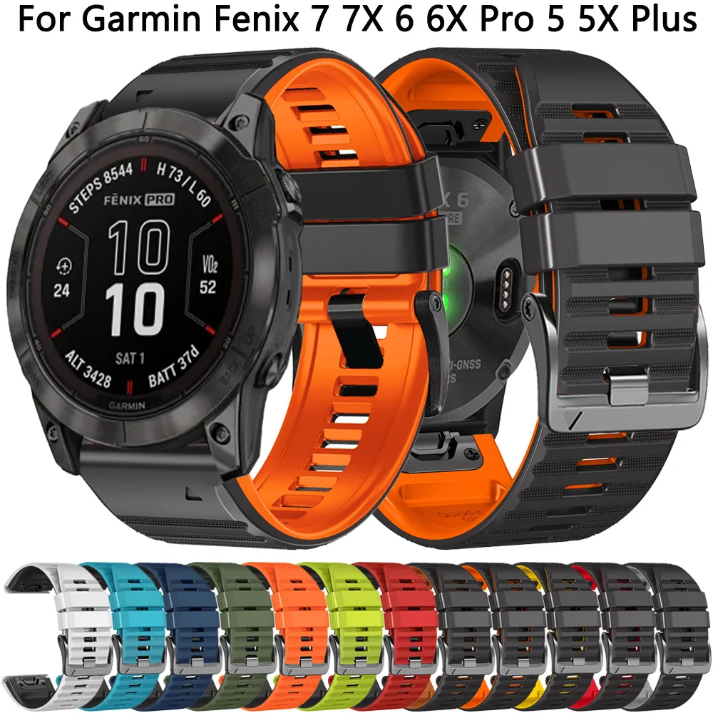 Silicone Strap 22mm 26mm For Garmin Fenix 7X 7 6X 6 Pro 5X 5 Plus Bands Epix Gen 2 51MM 47MM 945 955 Tactix Bravo Watch Bracelet