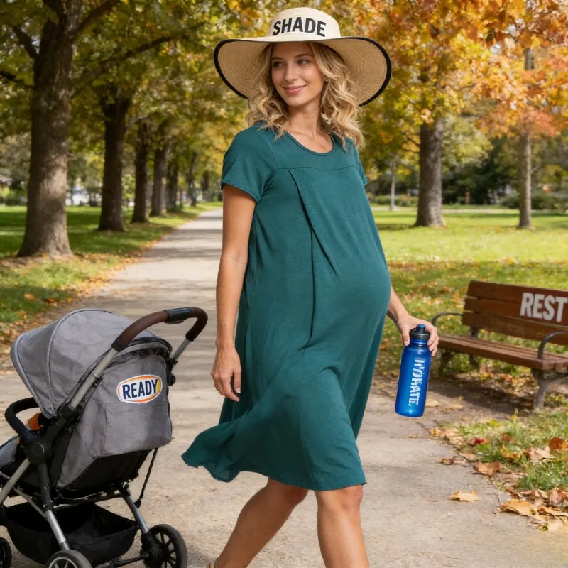 

Платье для беременных с коротким рукавом для кормления, уход за больнице, послеродовое платье, скрытая функция для кормления