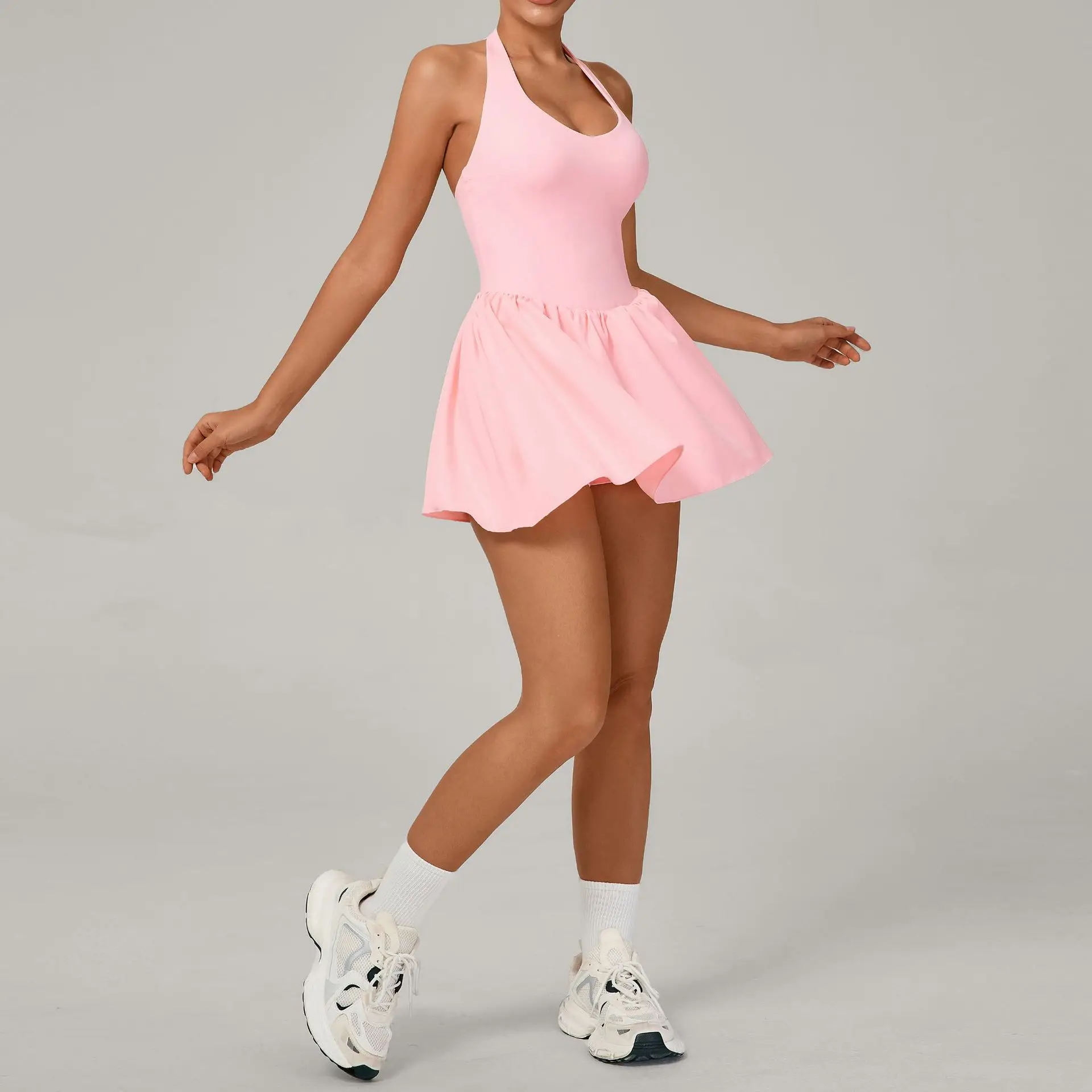 

Women Jumpsuit Running Tennis Sports skirt Yoga Overalls Workout Tracksuit One-Piece Romper Dance Sports Dress Gym Fitness Set