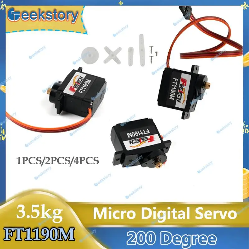 

New FT1190M 3.5kg Micro Digital Servo Coreless Motor 200 Degree 4.8-6v Power Functions Servos DIY Parts For Robot/Cars Model Toy