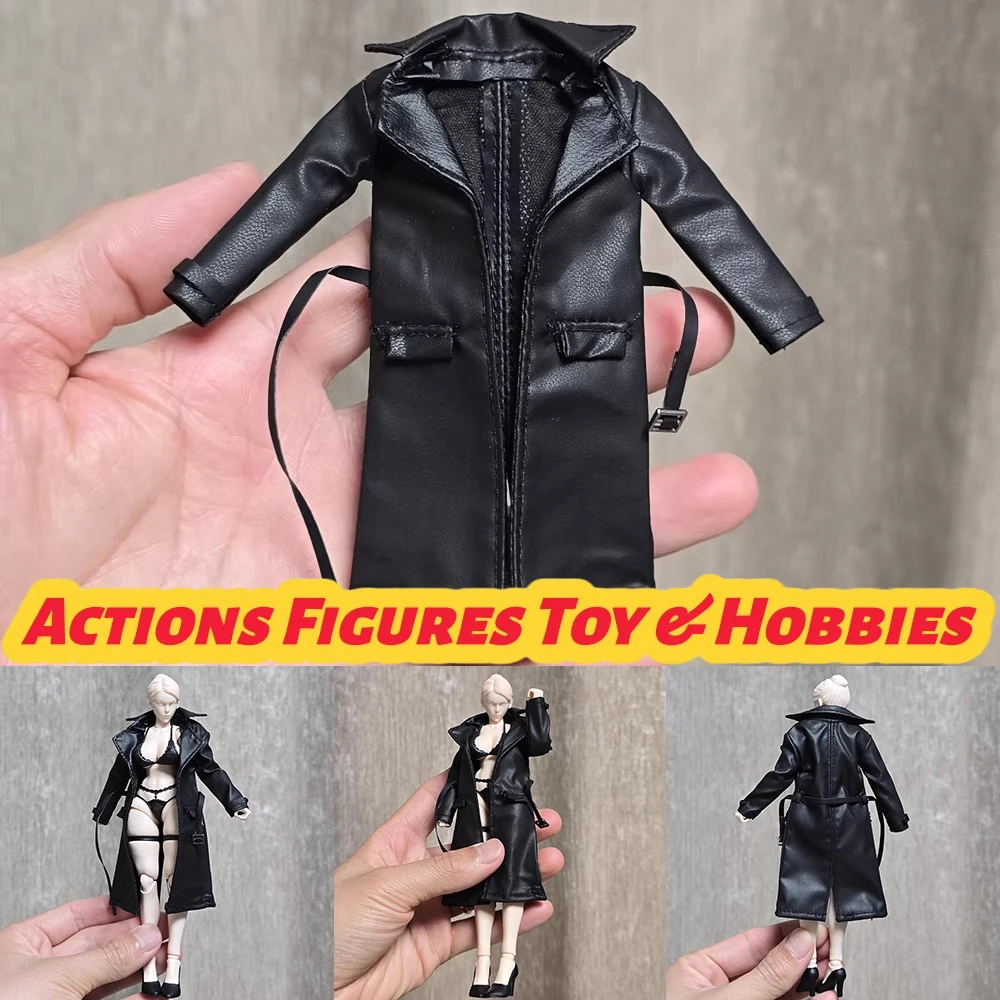 

1/12 Scale Motorcycle Mid Length Leather Coat Windbreaker Jacket Outerwear for 6in Notamen Lady Action FIgure Model Toys
