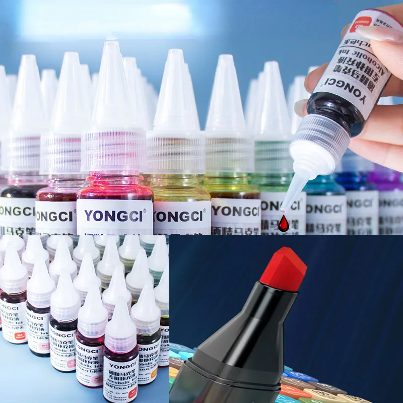 

12/24/36/48/120/168 Color Alcohol Marker Universal Ink Refill With Dropper 20ml Oil-Based Environmentally Friendly Filling Fluid