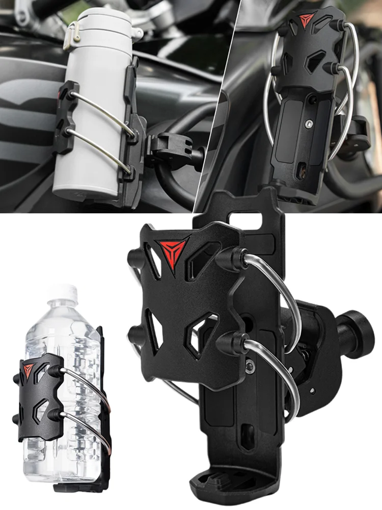 Universal Motorcycle Accessories Crash Bar Water Bottle  For YAMAHA For Honda Drinking Cup Holder Mirror Mount Bracket