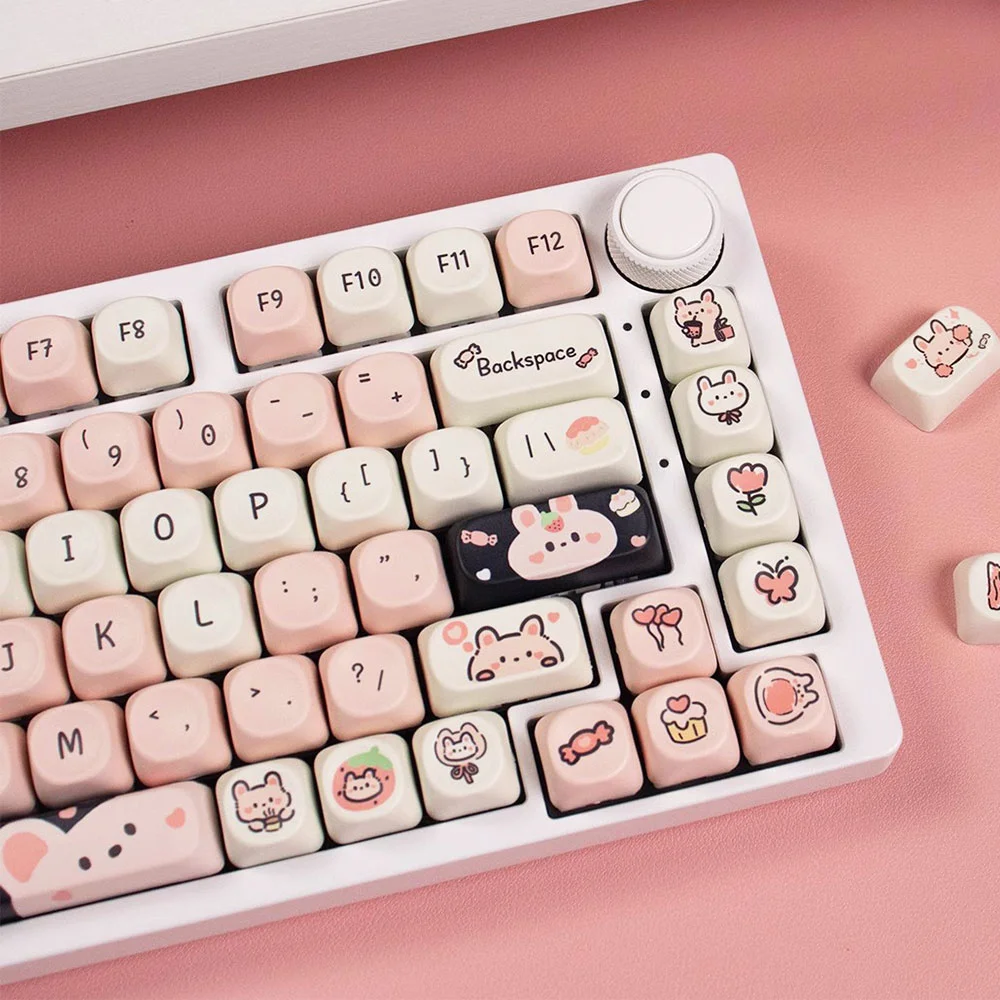 USLION 95Keys MOA Profile Keycaps Rabbit Candy Theme PBT Mechanical Keyboard Key Caps for 61/64/68/84/75/87 Keys GMK67 GMK87