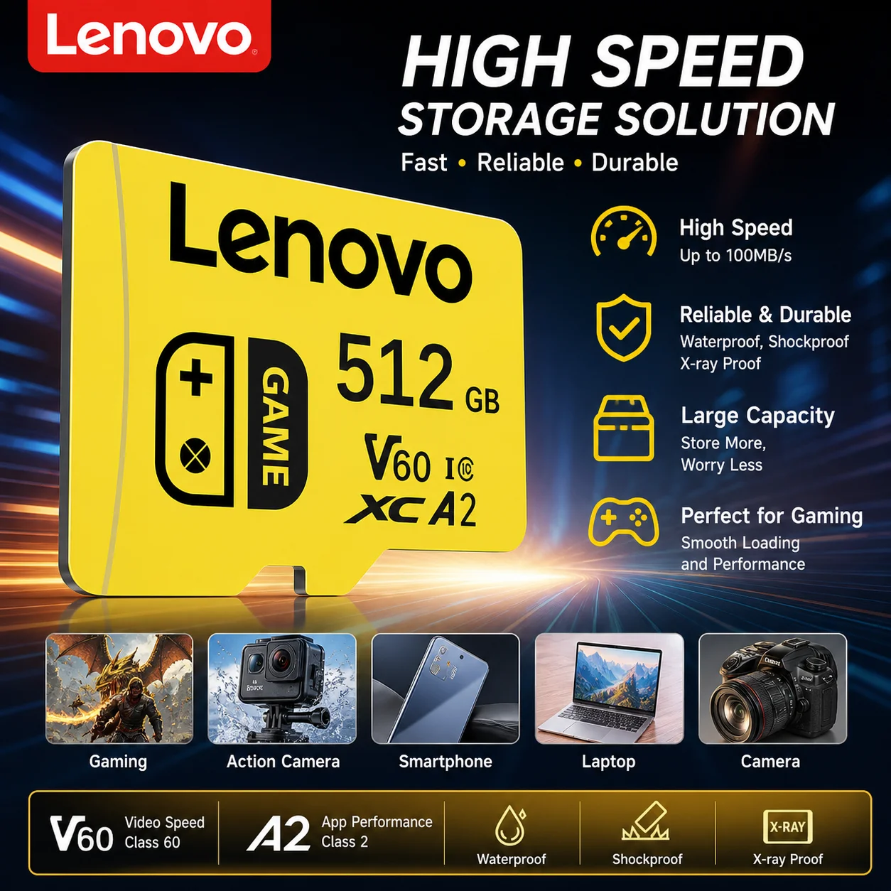 Lenovo 128GB High Speed Expansion Mobile Phone Memory Card TF Card Mini SD Card 512GB Micro TF SD Card 256GB For Camera Switch