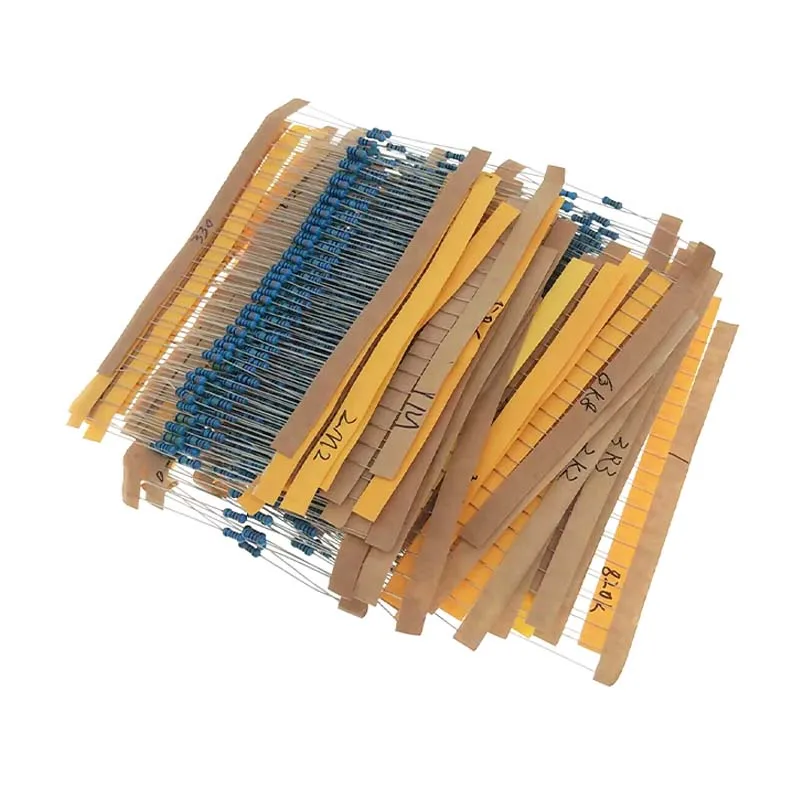 1000Pcs/Box 50 Values 1/4W 1Ω ~ 10MΩ Metal Film Resistor Resistance Assortment Kit Set 1%
