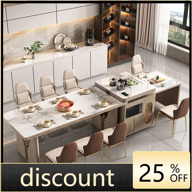 

LH rock slab island dining table movable multi-function retractable family dining table and chair combination